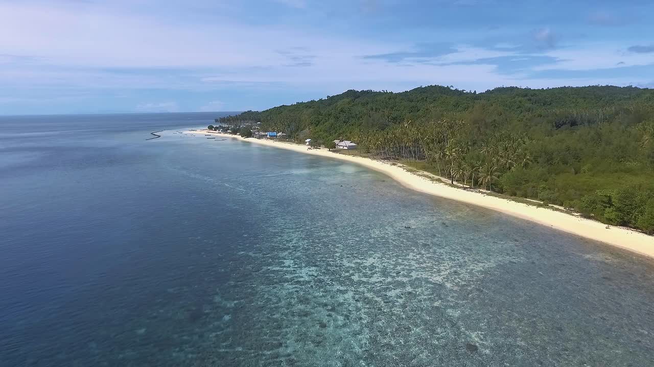 Flight over the beaches in North Maluku, Indonesia.