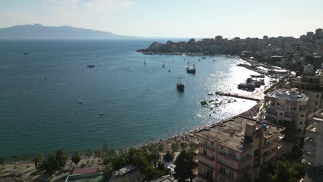 Scenic-Aerial-View-of-Sarande,-Albania