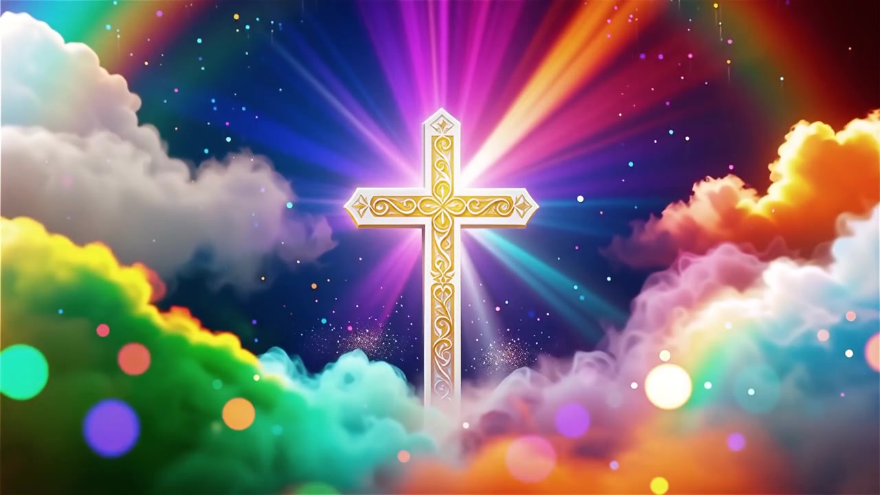 Christian Cross Heavenly Light Worship Background