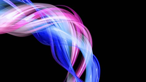 abstract veelkleurige doorzichtige linten bewegen zich op een zwarte achtergrond. motion graphics 3d loop achtergrond met rode blauwe linten. luma matte als alfa kanaal. 18