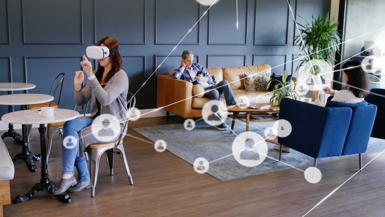 анимация сети связей с людьми в фоновом режиме