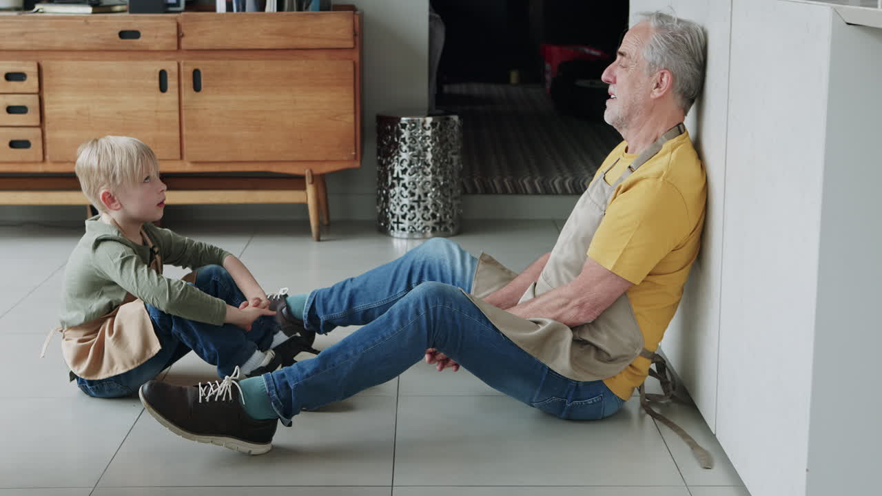 Grandfather and Grandson Bonding at Home