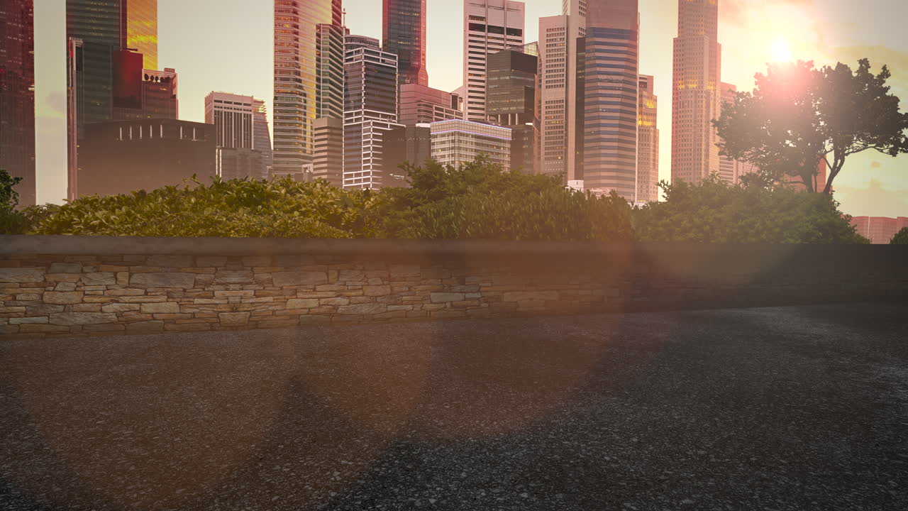 panorama del paisaje de la ciudad con muchos edificios grandes y parque en verano