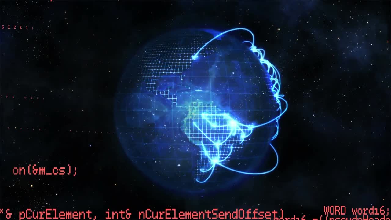 globo giratorio con líneas brillantes