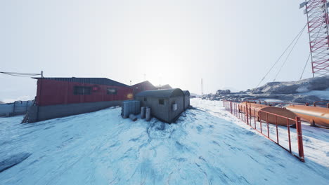 Antarctica-station-under-summer-sun