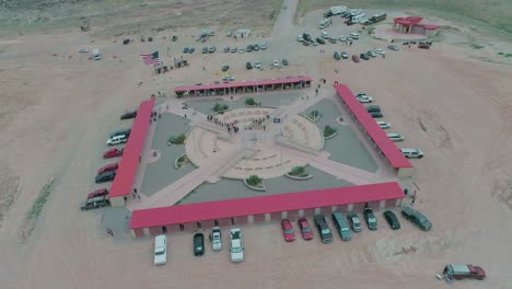 Aerial-view-of-Four-Corner-point-at-the-jonction-of-Colorado,-Utah,-Arizona-and-New-Mexico