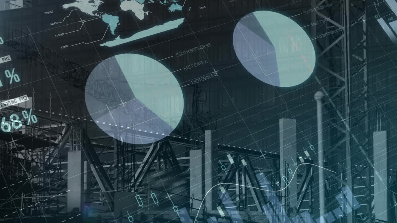 animación del procesamiento de datos financieros en el sitio de construcción
