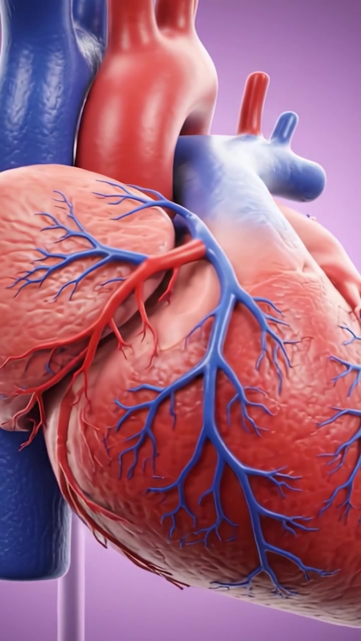 Intricate View of the Human Heart: A Detailed Exploration of Anatomical Structures and Blood Vessel Networks in a 3D Visualization