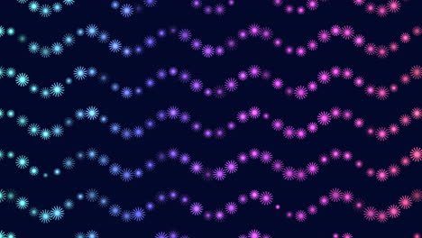 an abstract design of colorful thin lines arranged in a zigzag pattern with shades of purple, blue, and green, forming a visually striking and dynamic wave-like motif