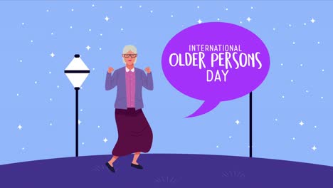 celebración del día internacional de las personas de edad con la abuela celebrando