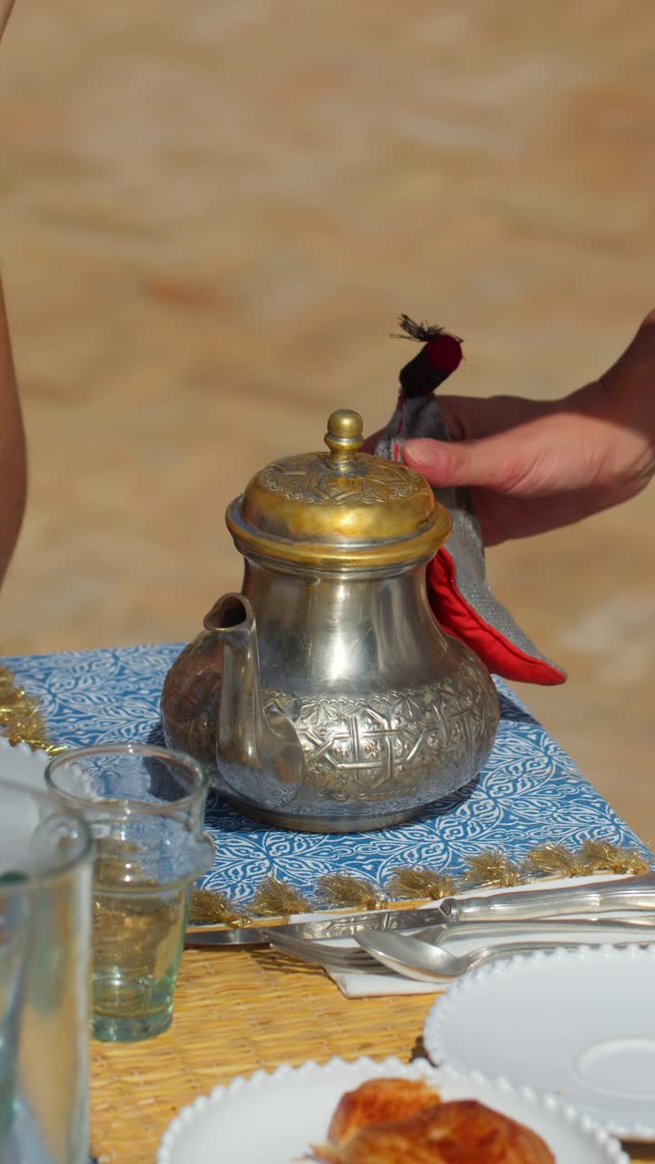 Moroccan dish served outdoors evokes cultural warmth and hospitality