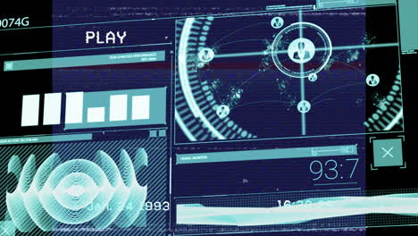 Animation of data processing over media icons