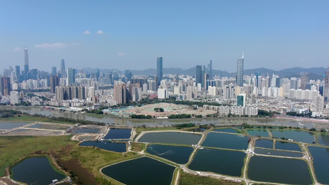 vista aérea sobre el horizonte de shenzhen en un hermoso día claro