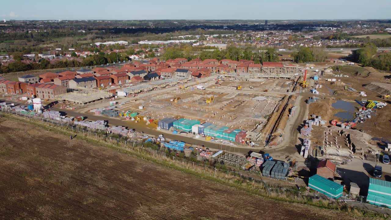 Saxon Fields Canterbury Construction 4K Drone Crane Up