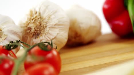 red bell pepper, garlic and cherry tomatoes