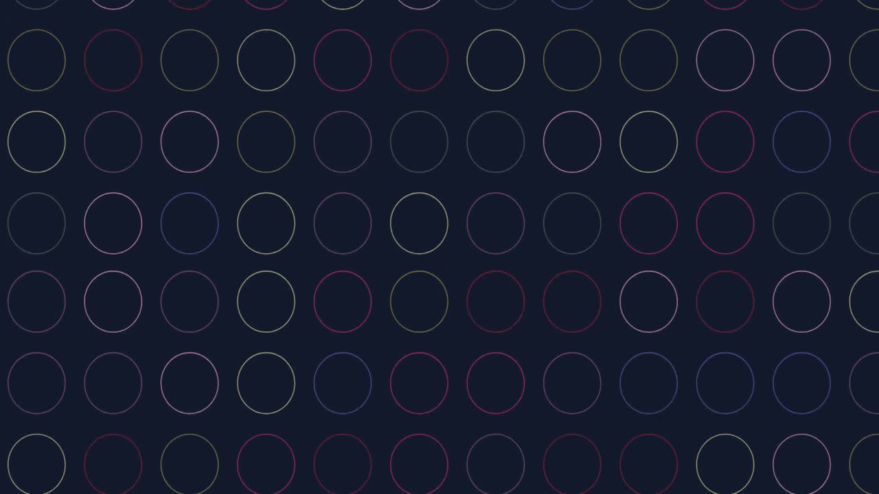 animación digital de múltiples formas circulares coloridas contra un fondo negro