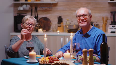 elderly couple having a video call