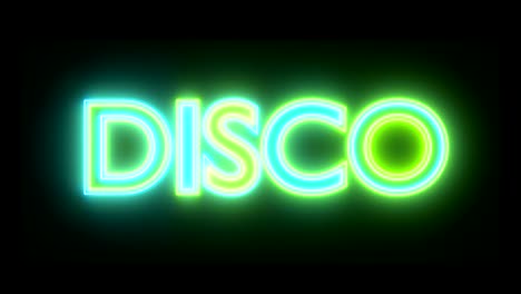 disco neon sign lights logo text glowing multicolor 4k