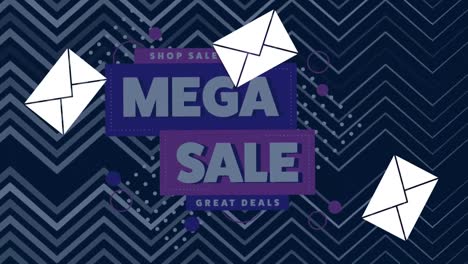 Animation-of-envelope-icons-and-mega-sale-text