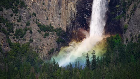 close up of rainbow in mist base of bridalveil fall in yosemite national park