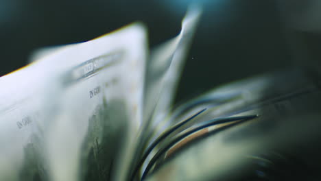 close-up of stacked money