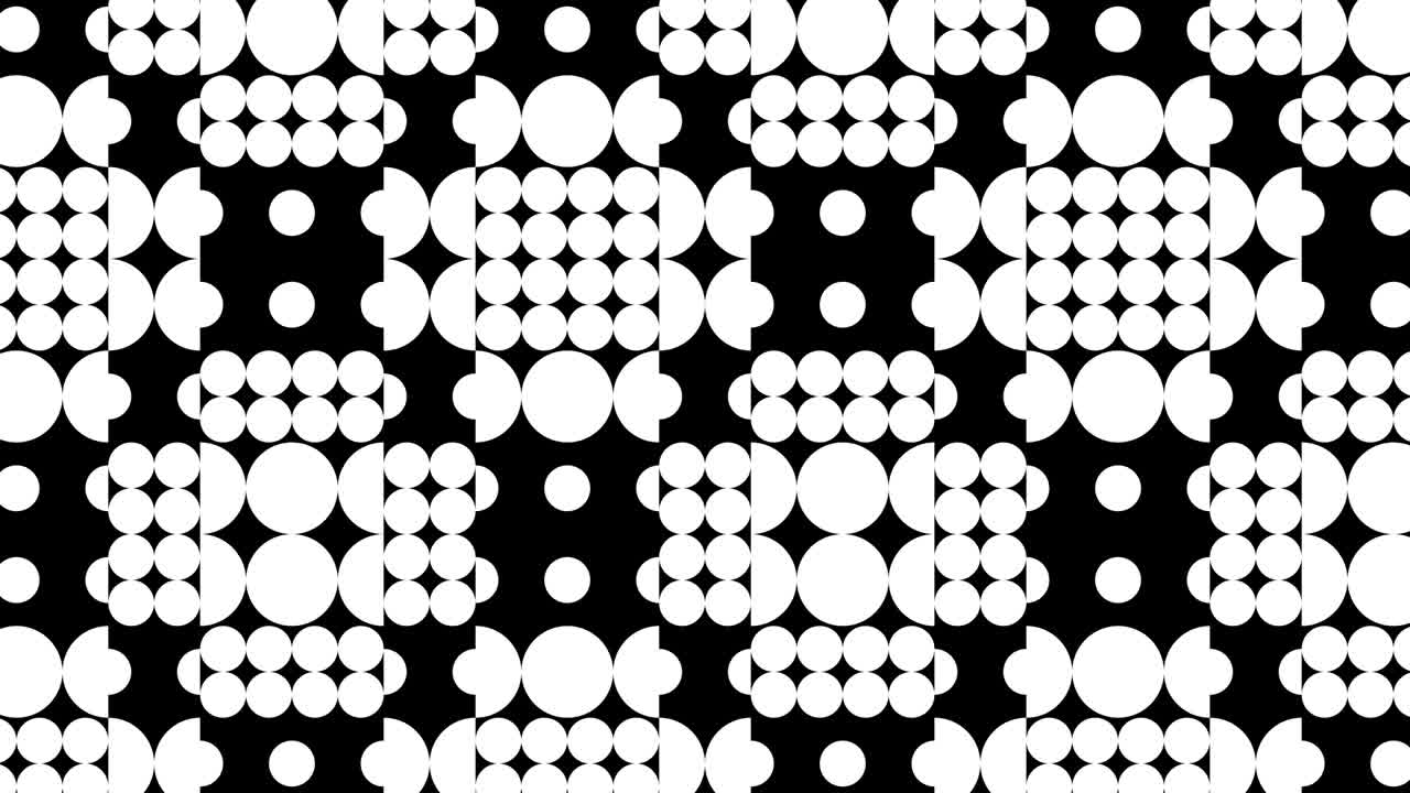 Black and white geometric pattern with animated tiles. Abstract shapes in minimal dynamic mosaic. Motion graphic background in a flat design