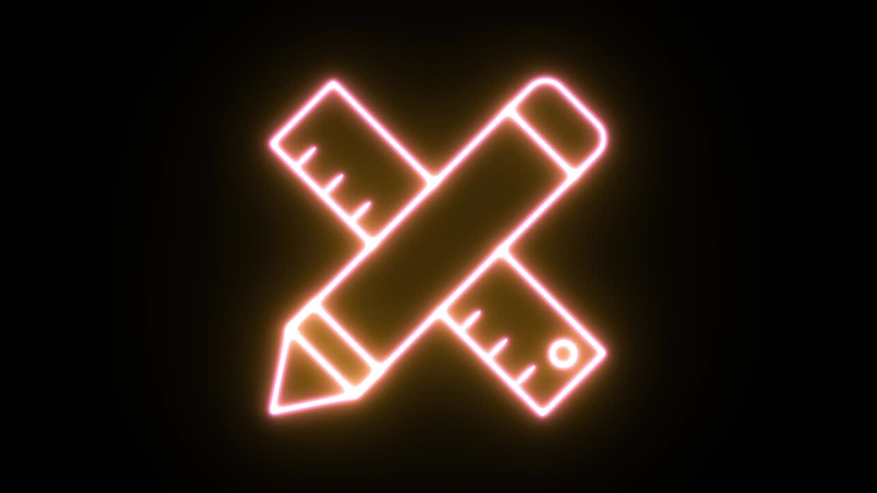 Neon light icon animation. 4K UHD black background.
