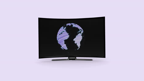 animation of tv with globe on pink background