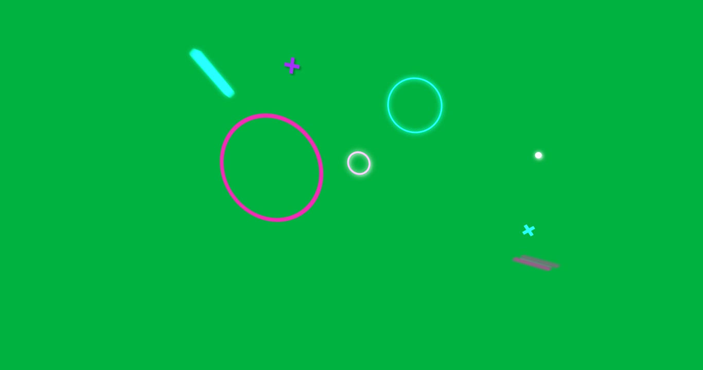Marcatore segmentato bianco che appare, forme al neon che si raggruppano, fluttuando su sfondo HUD trasparente