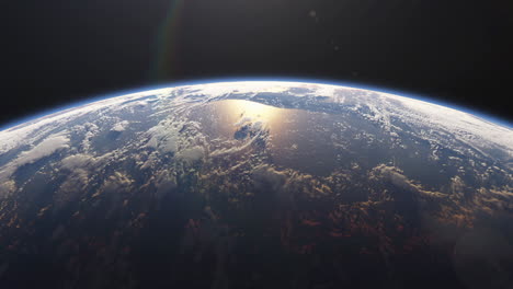 dawn, the sun rises behind the planet earth. sunrise over the globe.