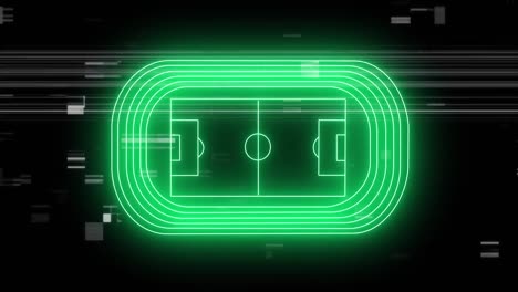 animation of neon green sports stadium and markers