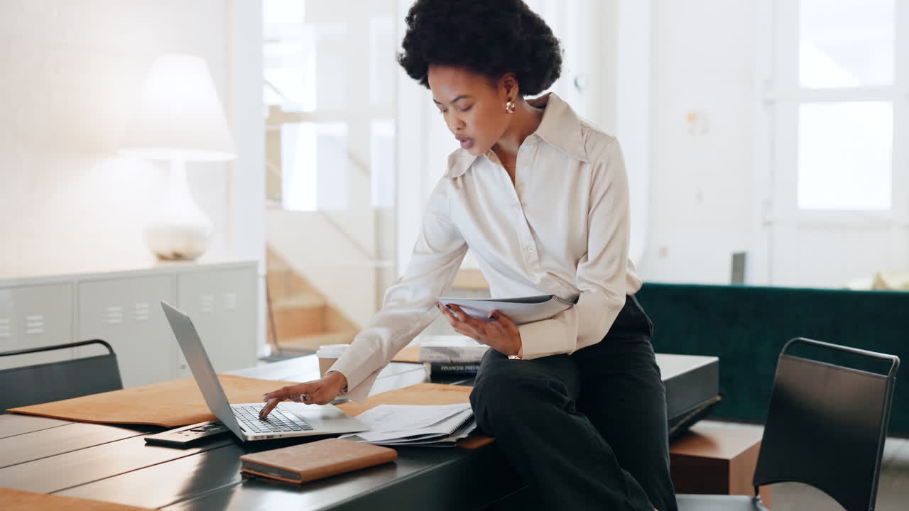 Business, black woman and laptop