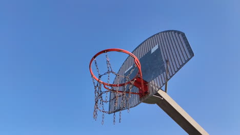 slow motion shot orbit around basketball hoop