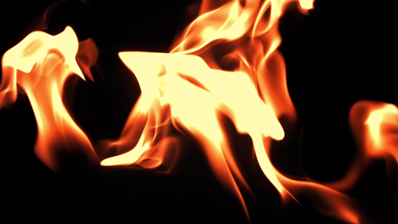 Abstract Fire Flames Flowing on Black Background