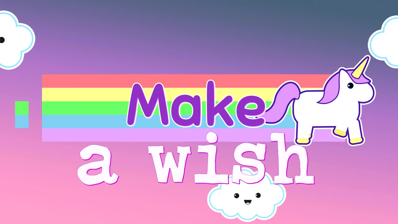 유니콘 4k와 함께 나타나는 소원을 빌어보는 애니메이션