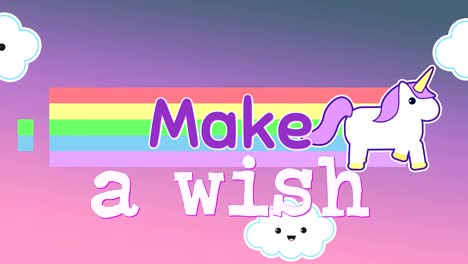 Animation of Make a wish appearing with unicorn 4k