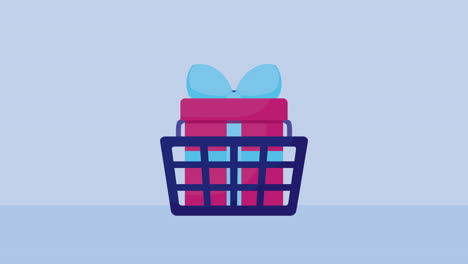 gift in shopping basket animation