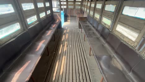 interior of an old vintage train car