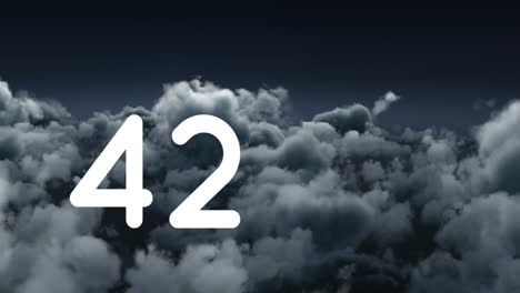 animation of counting numbers over clouds