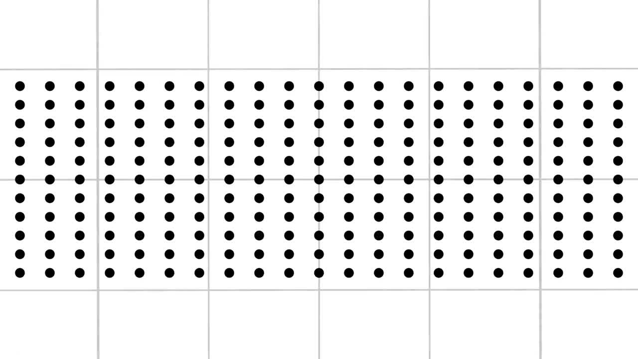 灰色の3dブロックのアニメーションで 移動する黒い点と正方形が表示されます