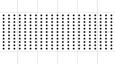Animation-of-grey-3d-blocks-revealing-moving-black-dots-and-squares