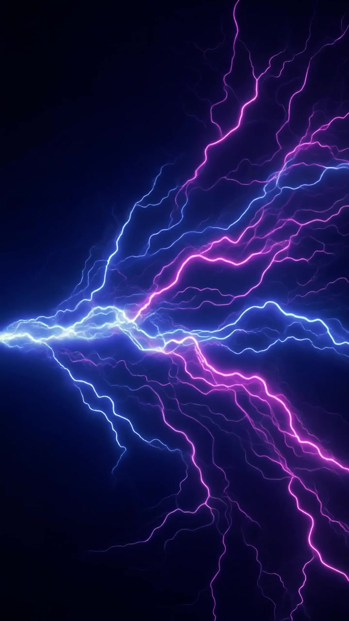 Animated Blue and Purple Electric Lightning Bolts on Dark Background