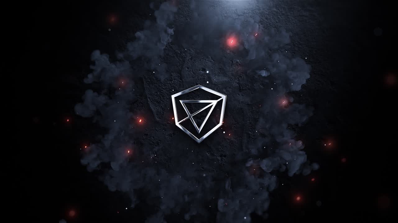 Abstrakt Geometrisk Logoafsløring med Røg og Partikler