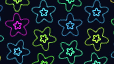 Neon-rainbow-stars-pattern-in-dark-space