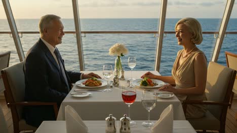 an enchanting culinary experience: a romantic dinner for two overlooking the serene ocean at sunset with exquisite dishes and fine wine