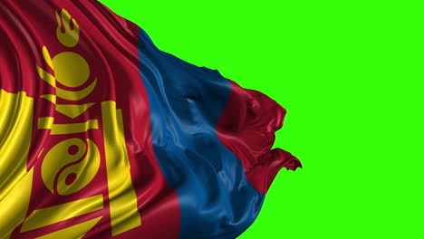 mongolian flag on green screen