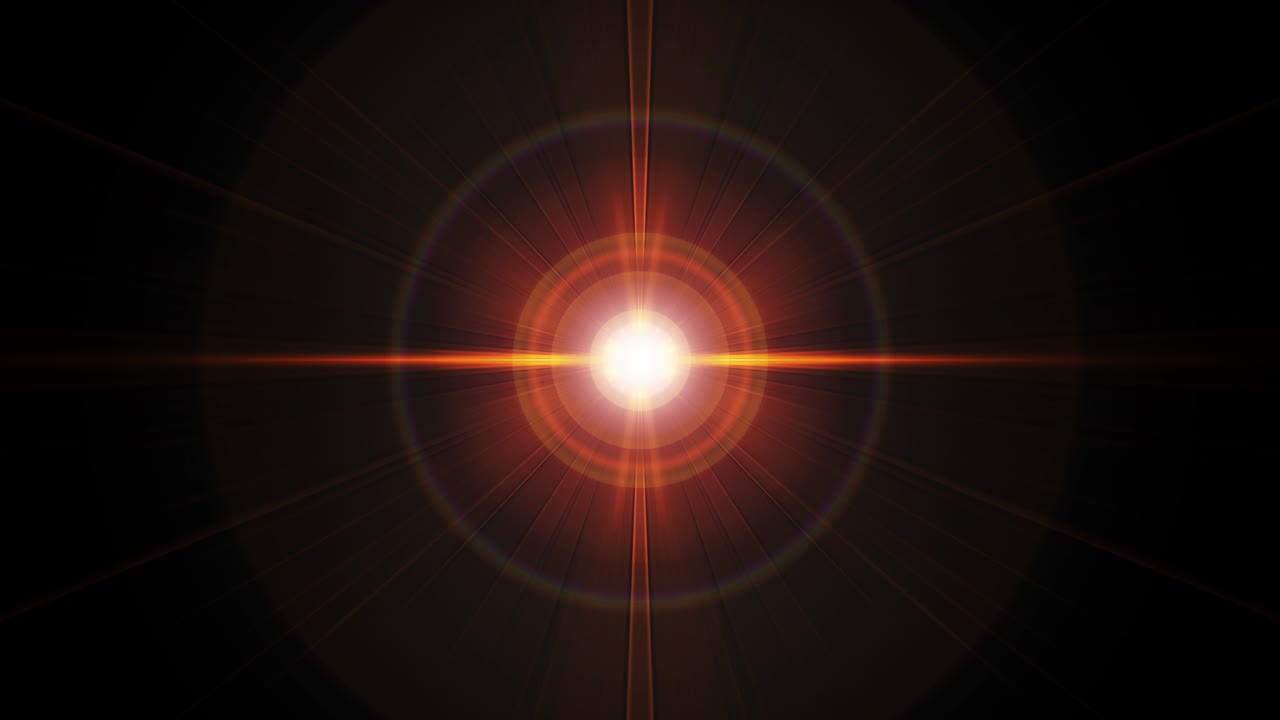 el efecto de llamarada de la lente naranja roja en el centro girando parpadeando y parpedeando. el elemento de efecto de llamadas de la lente de bucle sin costuras de 4k para el título, el tráiler o la superposición de sus imágenes. luces de sol abstract fondo de arte de movimiento.