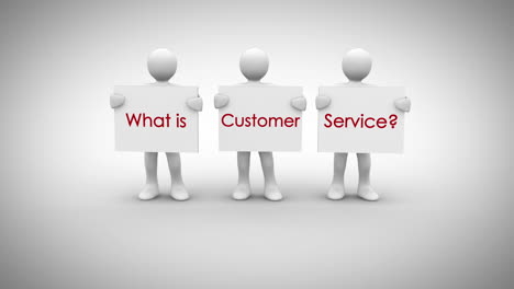 caracteres blancos que muestran señales que dicen qué es el servicio al cliente