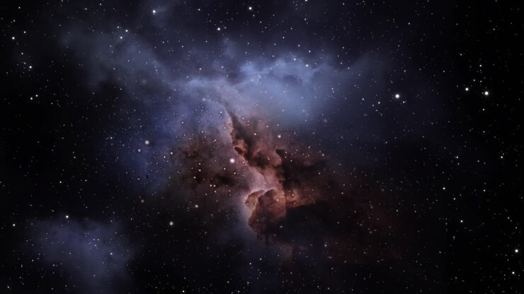 view of nebula and glowing stars in space