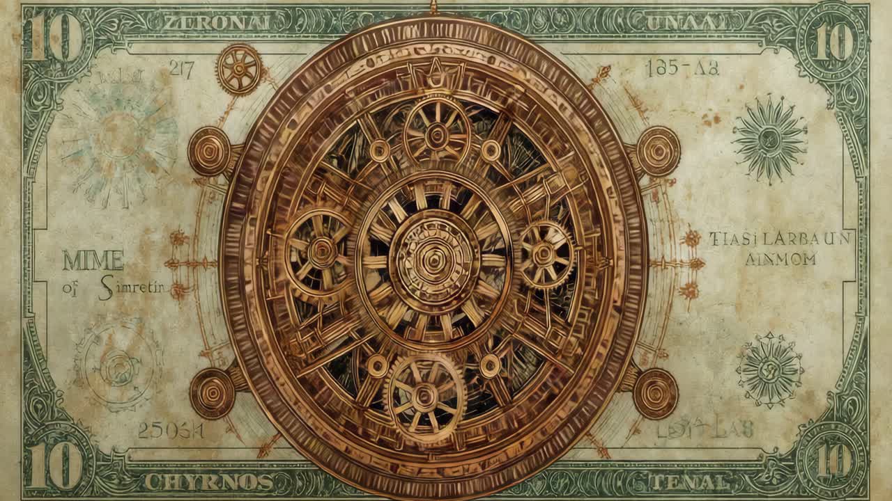 Fantasy Currency with Gears and Mechanical Design
